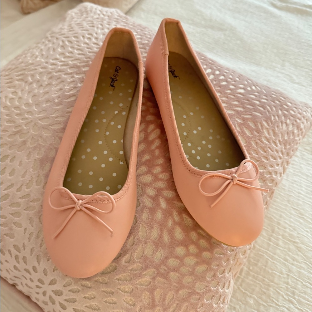 Cat & Jack Pink Ballet Flats with Bow Detail